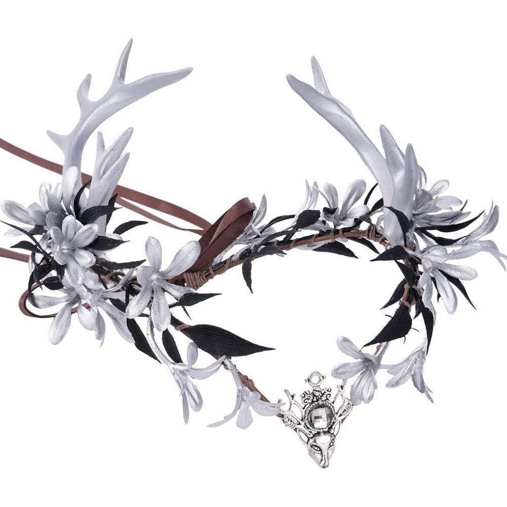 Woodland Fairy Crown Antler Flower Circlet Cosplay Renaissance Women